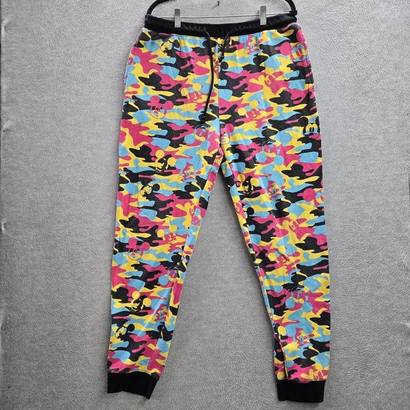 Disney Women Pants M Multicolor Camouflage Sweatpants Mickey Mouse Pajama Pants - Picture 1 of 11